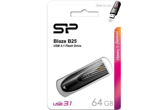 Флешка USB 2.0 Silicon Power Blaze B25 Black 64Gb