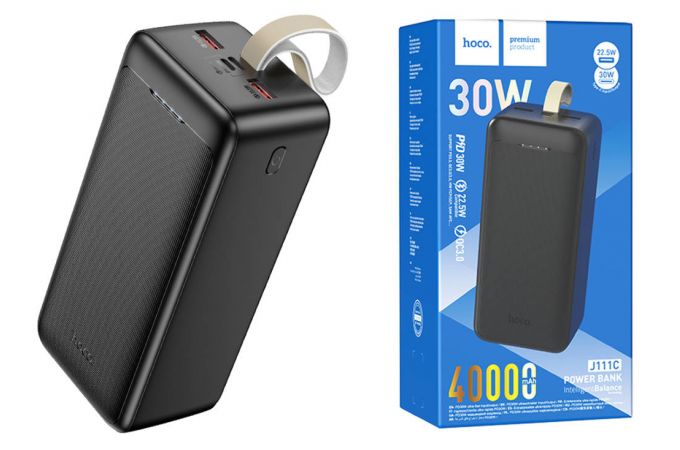 Универсальный дополнительный аккумулятор Power Bank HOCO J111С  30W (40000 mAh) (черный)