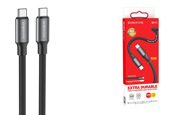 Кабель USB Type-C - USB Type-C BOROFONE BX82 Bountiful, 60W, 3A (черный) 1м