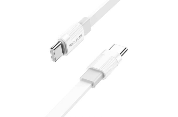 Кабель USB Type-C - USB Type-C BOROFONE BX89 1 метр, 60W, 3A, ПВХ, бело-серый (360)