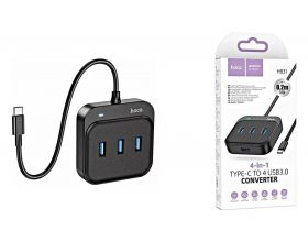 Адаптер мультихаб HOCO HB31 USB на 4хUSB2.0, 1.2 метра, черный (19/190)