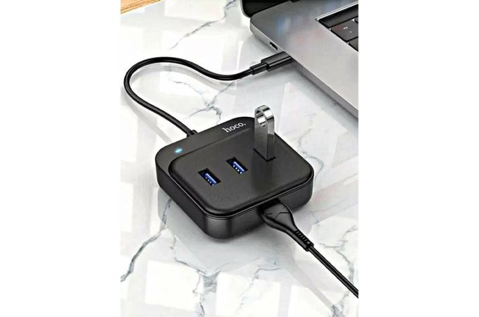 Адаптер мультихаб HOCO HB31 USB на 4хUSB2.0, 1.2 метра, черный (19/190)