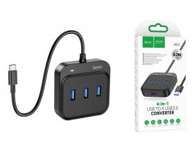 Адаптер мультихаб HOCO HB31 USB на 4хUSB3.0, 0.2 метра, черный (19/190)