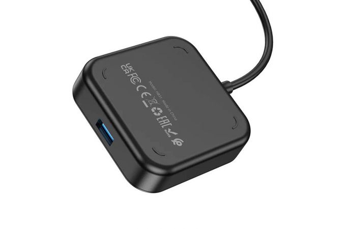 Адаптер мультихаб HOCO HB31 USB на 4хUSB3.0, 0.2 метра, черный (19/190)