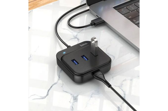 Адаптер мультихаб HOCO HB31 USB на 4хUSB3.0, 0.2 метра, черный (19/190)
