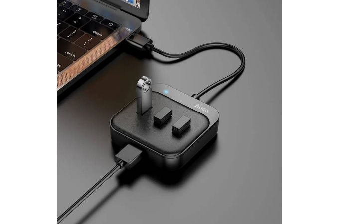 Адаптер мультихаб HOCO HB31 USB на 4хUSB3.0, 0.2 метра, черный (19/190)