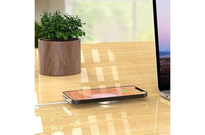 Беспроводное ЗУ BOROFONE BQ9 Pro, 3А + кабель (AM-Type-C), 1 м, серебристый (31/186)