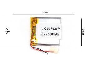 Универсальный аккумулятор 30x30x4 3.7V 500mAh (403030P)