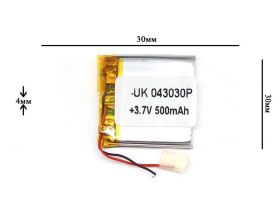 Универсальный аккумулятор 30x30x4 3.7V 500mAh (403030P)