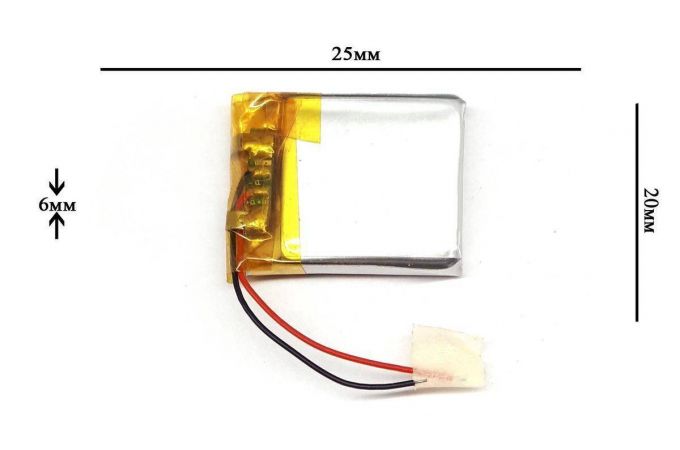 Универсальный аккумулятор 25x20x6 3.7V 400mAh (602025P)