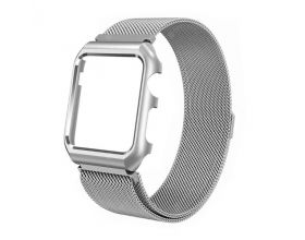 Металлический магнитный браслет с бампером для Apple Watch 38-40 мм цвет серебристый