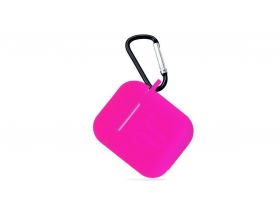Чехол для наушников Soft-Touch AirPods с карабином и нижней заглушкой (розовый)