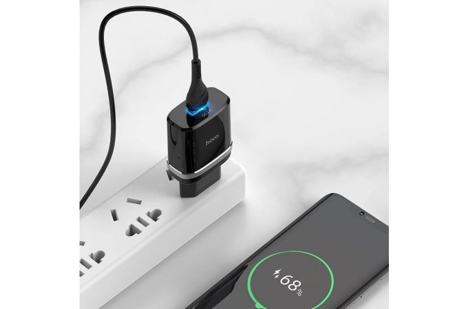 Сетевое зарядное устройство USB HOCO C12Q Smart QC3.0 (черный)