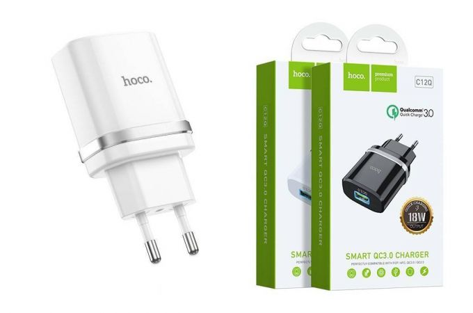 Сетевое зарядное устройство USB HOCO C12Q Smart QC3.0 (белый)