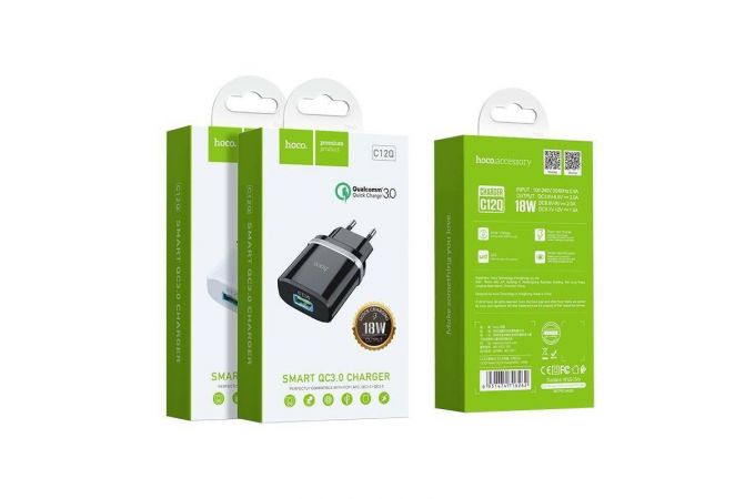 Сетевое зарядное устройство USB HOCO C12Q Smart QC3.0 (белый)