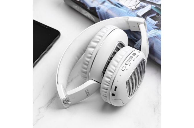 Наушники мониторные беспроводные HOCO W23 Briliant sound wireless headphones Bluetooth (белый)