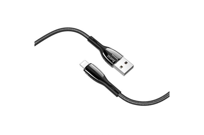 Кабель USB - Lightning HOCO U89, 2,4A (черный) 1,2м (в оплетке, LED индикатор)