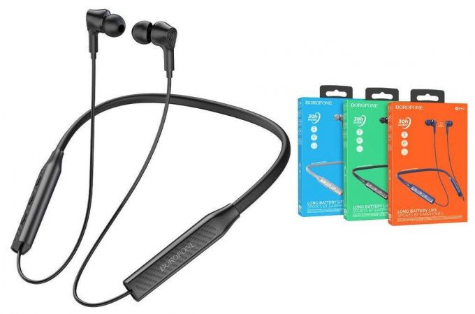 Наушники вакуумные беспроводные BOROFONE BE59 Rhythm neckband wireless BT headset Bluetooth (черный)