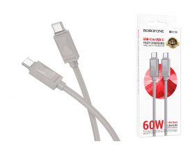 Кабель USB Type-C - USB Type-C BOROFONE BX109, PD60W (серый) 1м