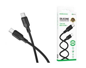 Кабель USB Type-C - USB Type-C BOROFONE BX113 Lenny 60W (черный) 1м силиконовый