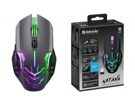 Мышь игровая беспроводная Defender Katana GM-511 черн 3200 dpi/ радужн.подсветка/встроенный аккумул.