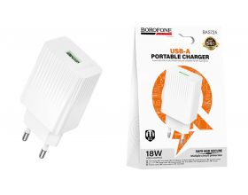 Сетевое зарядное устройство USB BOROFONE BAS72A Source QC3.0  (EU) белые