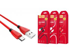 Кабель USB - MicroUSB HOCO X27 2,4A (красный) 1,2м
