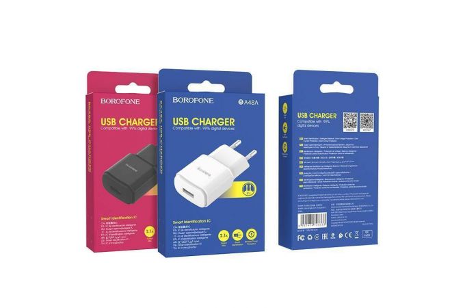 Сетевое зарядное устройство USB BOROFONE BA48A Orion single port 2100mAh (черный)