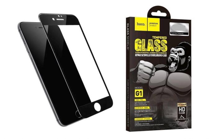 Защитное стекло дисплея iPhone 7/8/SE2 HOCO G1 Flash attach Full Screen HD tempered glass (черный)