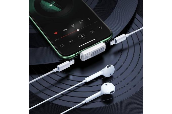 Переходник HOCO LS29 (серый) (штекер lightning - 2 гнезда lightning)