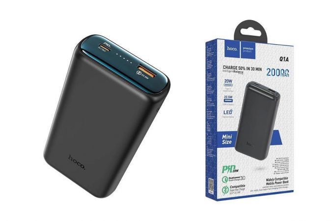 Универсальный дополнительный аккумулятор Power Bank HOCO Q1A (20000 mAh) (черный)