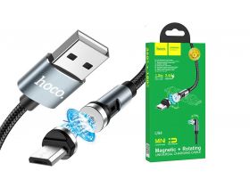 Кабель USB - MicroUSB HOCO U94 2,4A (черный) 1,2м (магнитный вращающийся)