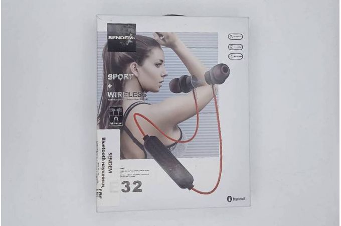 Наушники вакуумные беспроводные SENDEM E32 Bluetooth (красный) (УЦЕНКА! ПОСЛЕ РЕМОНТА)