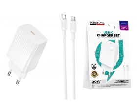Сетевое зарядное устройство USB-C + кабель Type-C - Type-C BOROFONE BAS75A PD30W (белый) Сетевое зарядное устройство USB-C + кабель Type-C - Type-C BOROFONE BAS75A PD30W (белый)