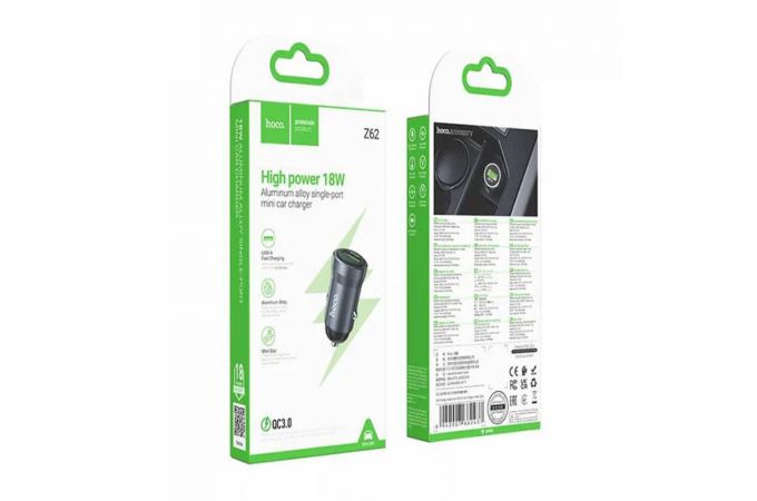 Автомобильное зарядное устройство АЗУ USB HOCO Z62 Energy QC3.0 (металлик)