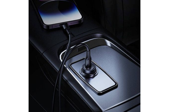 Автомобильное зарядное устройство АЗУ USB + кабель Type-C - Type-C HOCO Z62A Energy PD30W (золотой)