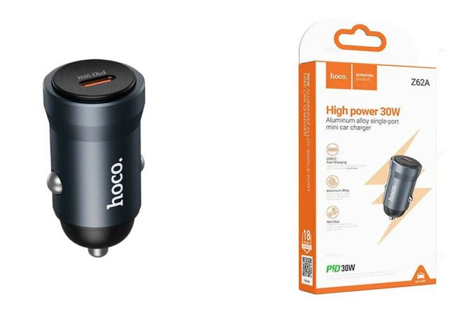 Автомобильное зарядное устройство АЗУ USB HOCO Z62A Energy PD30W (металлик)