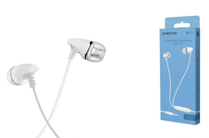 Наушники вакуумные проводные BOROFONE BM25 Sound edge universal (белый)