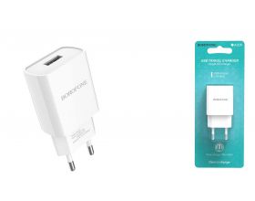 Сетевое зарядное устройство USB BOROFONE BA20A Sharp single port 2100mAh (белый)