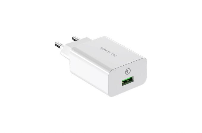 Сетевое зарядное устройство USB BOROFONE BA21A Long journey single port QC3.0 18W  3000 mAh (белый)