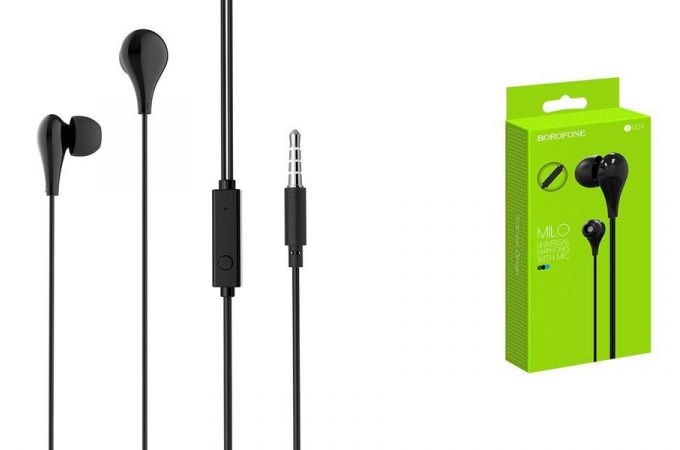 Наушники вакуумные проводные BOROFONE BM24 Milo universal earphones (черный)