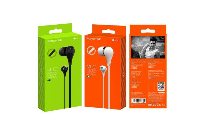 Наушники вакуумные проводные BOROFONE BM24 Milo universal earphones (черный)