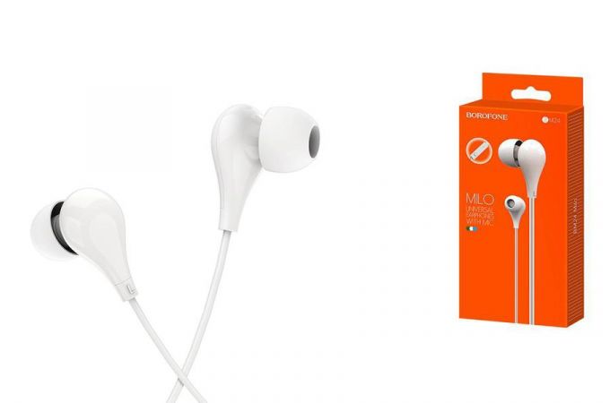 Наушники вакуумные проводные BOROFONE BM24 Milo universal earphones (белый)