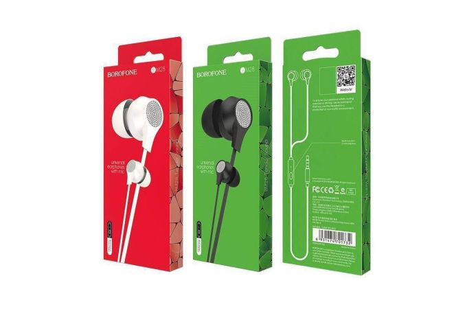 Наушники вакуумные проводные BOROFONE BM28 Tender sound universal earphones (белый)