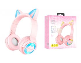 Наушники мониторные беспроводные BOROFONE BO15 Cat ear BT headphonest Bluetooth (розовый)