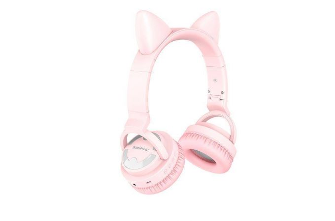 Наушники мониторные беспроводные BOROFONE BO15 Cat ear BT headphonest Bluetooth (розовый)
