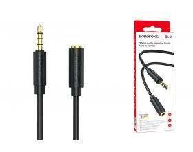 Кабель аудио удлинитель BOROFONE BL12 (Джек 3,5мм на гнездо 3,5мм) 1м (черный)