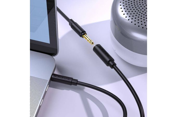 Кабель аудио удлинитель BOROFONE BL12 (Джек 3,5мм на гнездо 3,5мм) 1м (черный)