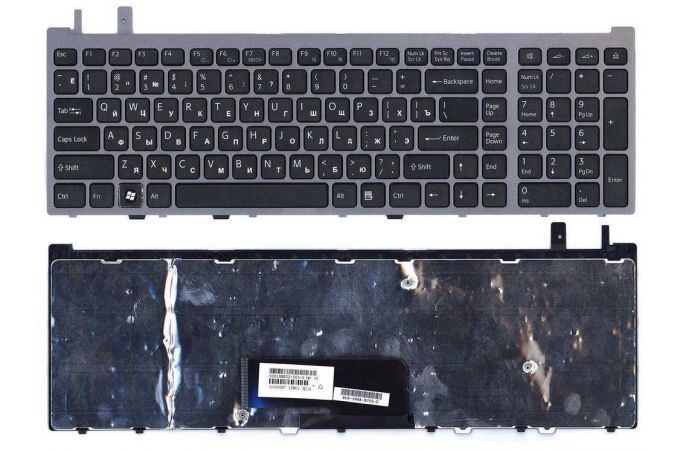 Клавиатура для ноутбука Sony VGN-AW черная с серой рамкой