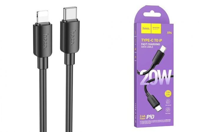 Кабель USB Type-C - Lightning HOCO X96 PD20W (черный) 1м